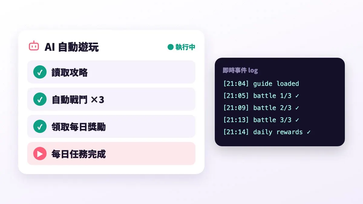 自動狩獵在雲端手機上持續運作，你睡覺時角色照樣練功