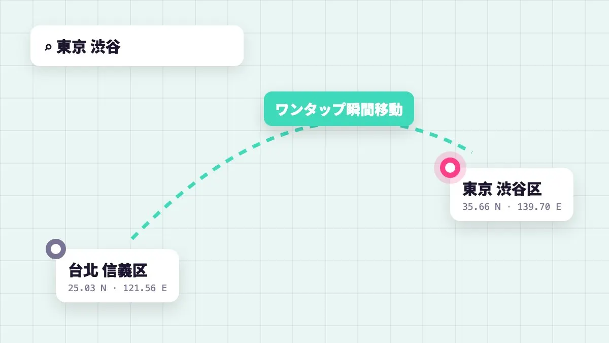 台北・信義区から東京・渋谷へワンタップで瞬間移動